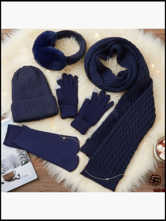 6 Pcs Winter Warm Set: Beanie, Touchscreen Gloves, Scarf  display picture 3